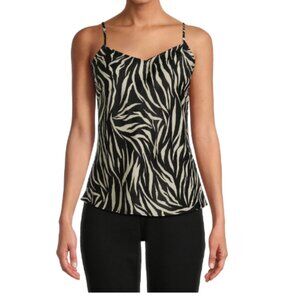Time and Tru Women's Satin Cami Adjustable Straps Black Soot Zebra Multisize NWT